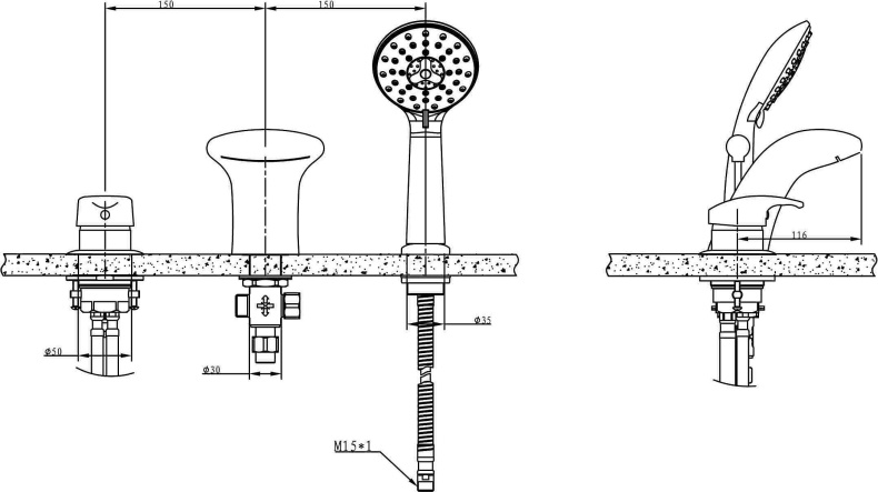 Смеситель Bravat Cobra F5140197CP-1-RUS на борт ванны - 3