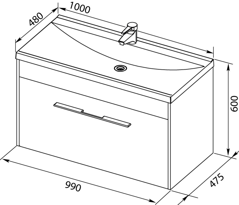 Тумба с раковиной Aquanet Августа 100 белая - 7