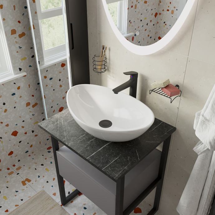 Тумба с раковиной DIWO Элиста 60, антрацит 573400 - 1