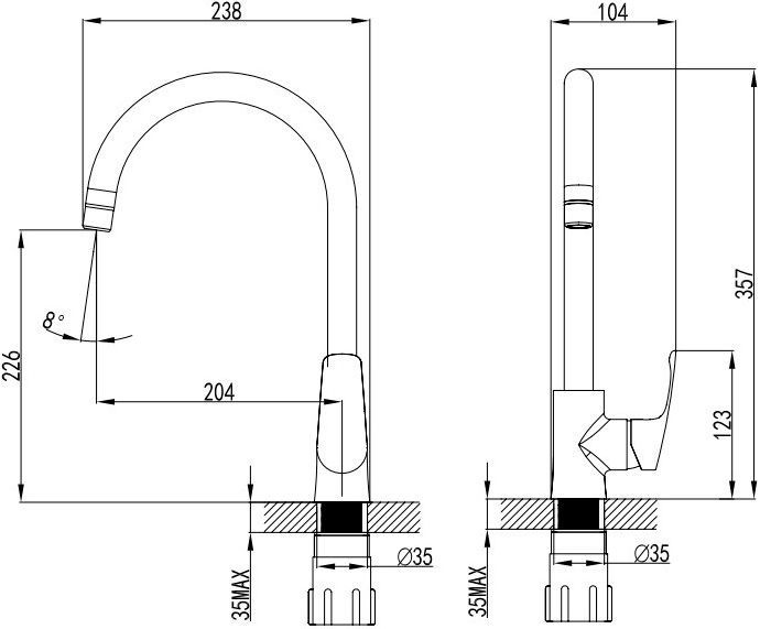 Смеситель для кухни, Niagara, Milardo, NIASB00M05 - 1