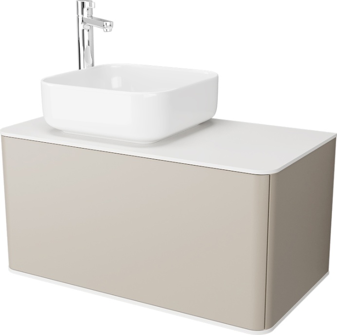 Тумба с раковиной STWORKI Ноттвиль 80 бежевый шелк, с отверстием под смеситель 414403 - 3