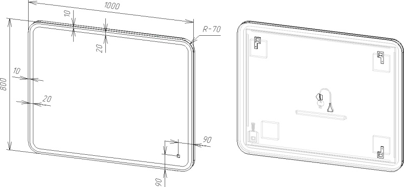 Зеркало DIWO Коломна 100 с подсветкой ЗЛП122 - 6