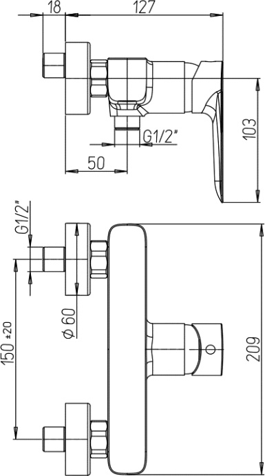 Смеситель для душа Paini Nove 09CR511 - 1
