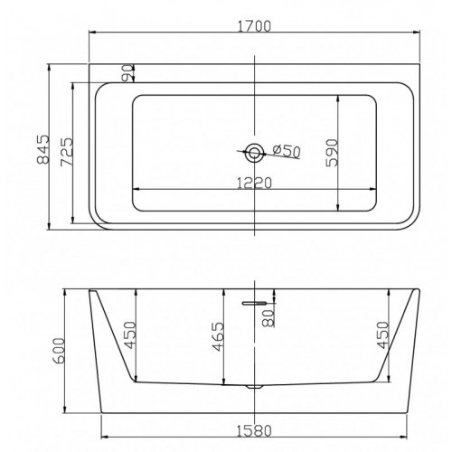 Акриловая ванна Esbano Paris 170х84.5 белый  ESVAPARI22 - 2