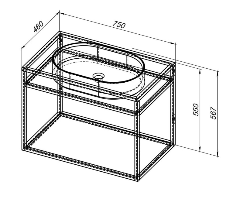1.33001.60 LIBERTY Консоль 75 подвесная, медь браш (274333) - 1