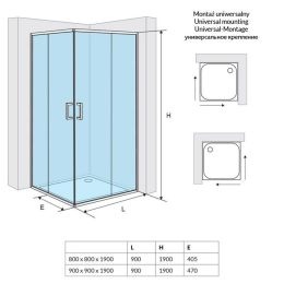 Душевой уголок Excellent Серия 201 90х90 хром стекло прозрачное KAAC.1802.900/N - 2