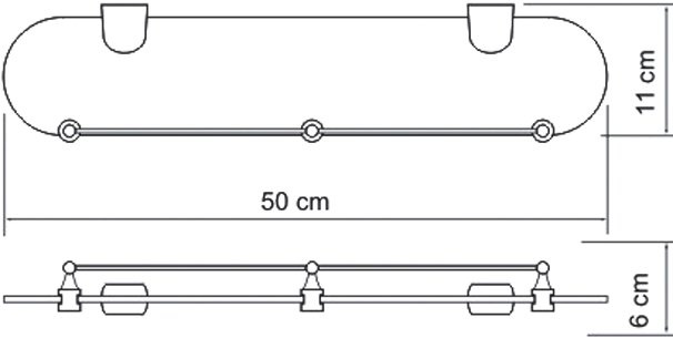 Полка стеклянная Wasserkraft Berkel 50 хром K-6844 - 3