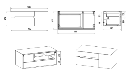 Тумба под раковину Misty Роял 100 черная матовая П-Роя-01100-021П2Я - 3