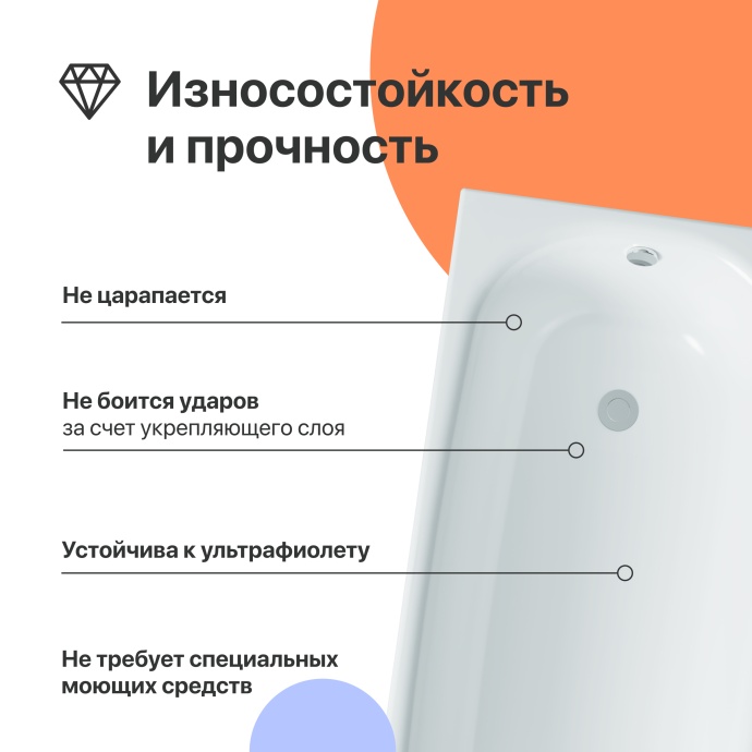 Акриловая ванна DIWO Анапа 170x70 с ножками 567505 - 2