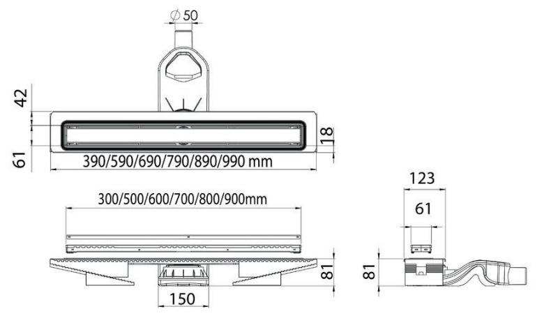 Душевой лоток Berges B1 Keramik 60 бронза 094117 - 1