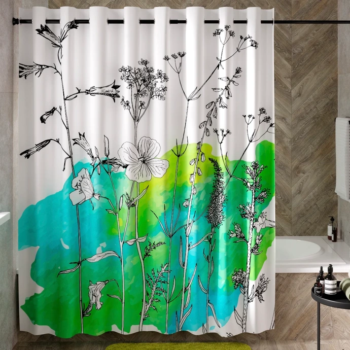 Штора для ванной Wasserkraft Ammer 200х200 рисунок белый - зеленый SC-39103 - 0