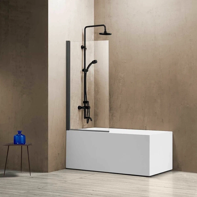 Шторка на ванну Vincea 80х140 профиль сталь стекло прозрачное VSB-11800CLGM - 1