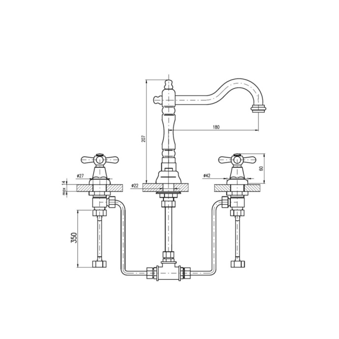 MK532.5Z MORAVA RETRO - смеситель для умывальника, CLICK-CLACK, ЦВЕТ ЗОЛОТО - 1