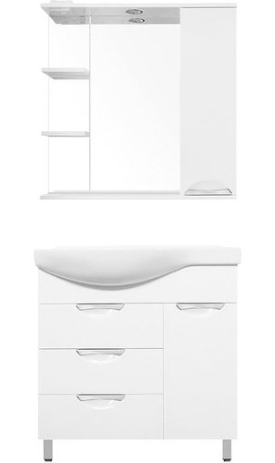 Тумба с раковиной Style Line Жасмин 82 R белая, с бельевой корзиной - 1