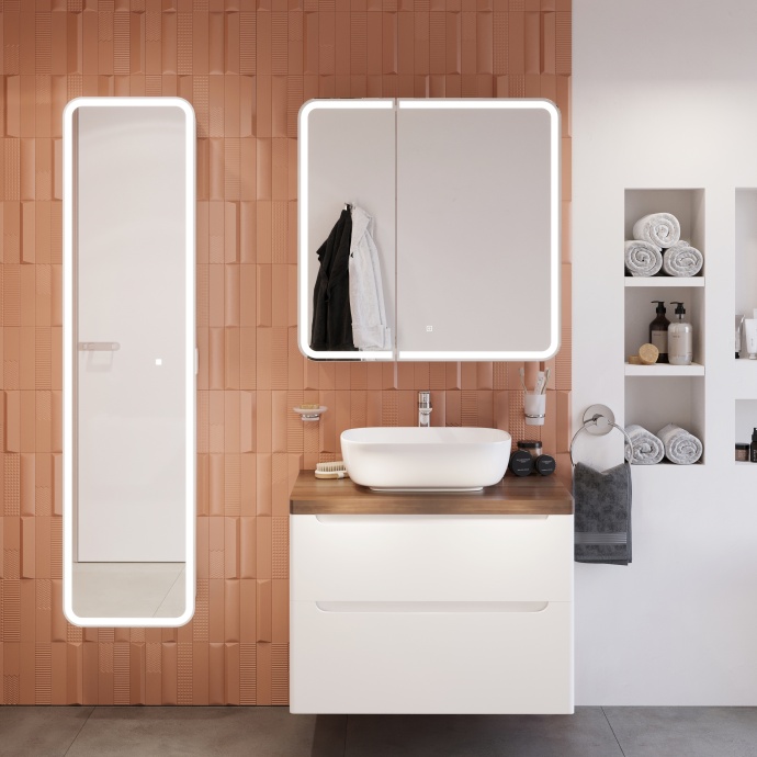 Тумба с раковиной STWORKI Берген 80 белая с темной столешницей, Moduo 50 Square 549471 - 3