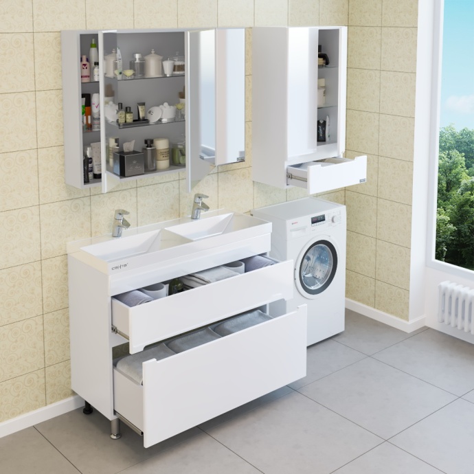 Комплект мебели Санта Лондон с двойной раковиной 100 белый  - 1