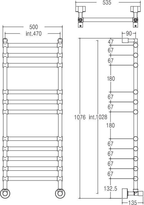 Полотенцесушитель водяной Margaroli Sole 464-11, хром 4644711CRN - 1