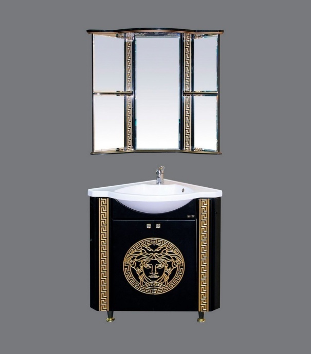 Зеркало-шкаф Misty Olimpia Lux 60 угловой R черная патина Л-Олл02060-023УгП - 3