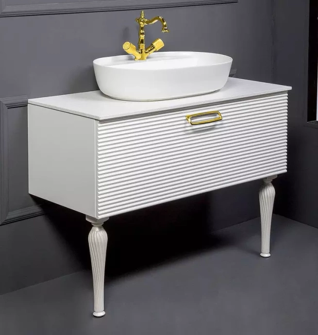Тумба под раковину Armadi Art Vallessi Avangarde Linea 100 белый - золото 842-100-WG - 1