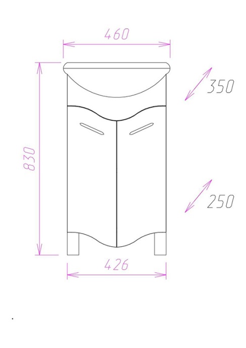 Тумба под раковину Onika Лайн 45 белый  104504 - 3