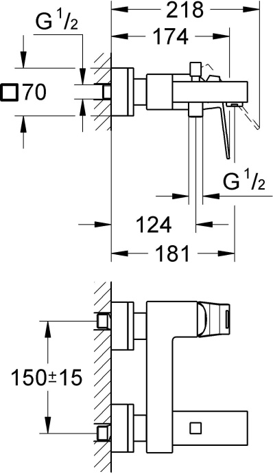 Смеситель Grohe Eurocube 23140000 для ванны с душем - 5