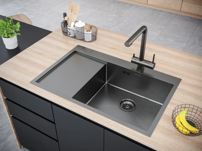 Мойка кухонная Paulmark Atlan 78 R темный хром PM217851-GMR - 2