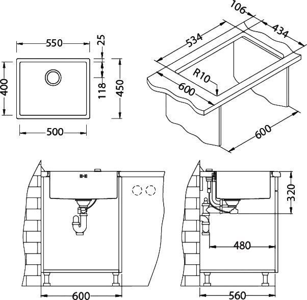 Мойка кухонная Alveus Quadrix 50 1102606 - 4