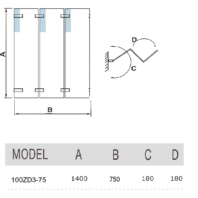 Шторка на ванну Weltwasser WW100 100ZD3-75 75х140 хром  10000000935 - 1