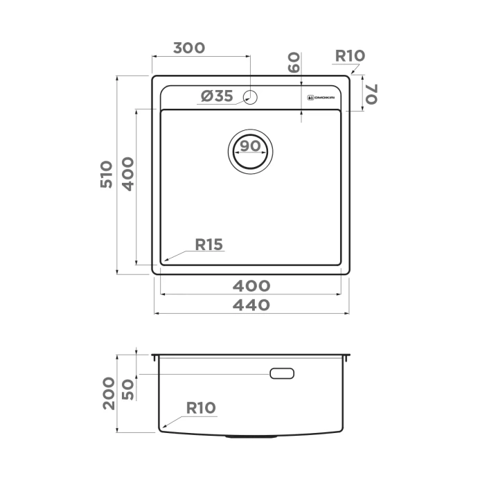 Мойка кухонная Omoikiri Daisen нержавеющая сталь  4993179 - 1