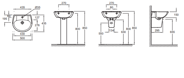 Раковина 50 x 43.5 см Jacob Delafon Brive E1345F-00 - 1