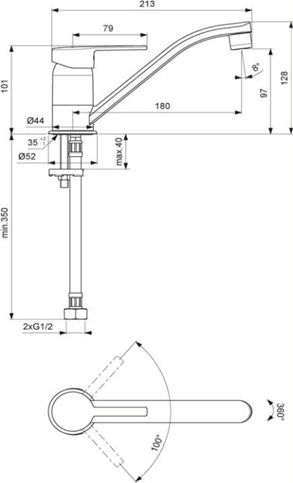 Смеситель для кухонной мойки Vidima Logic хром  BA282AA - 1