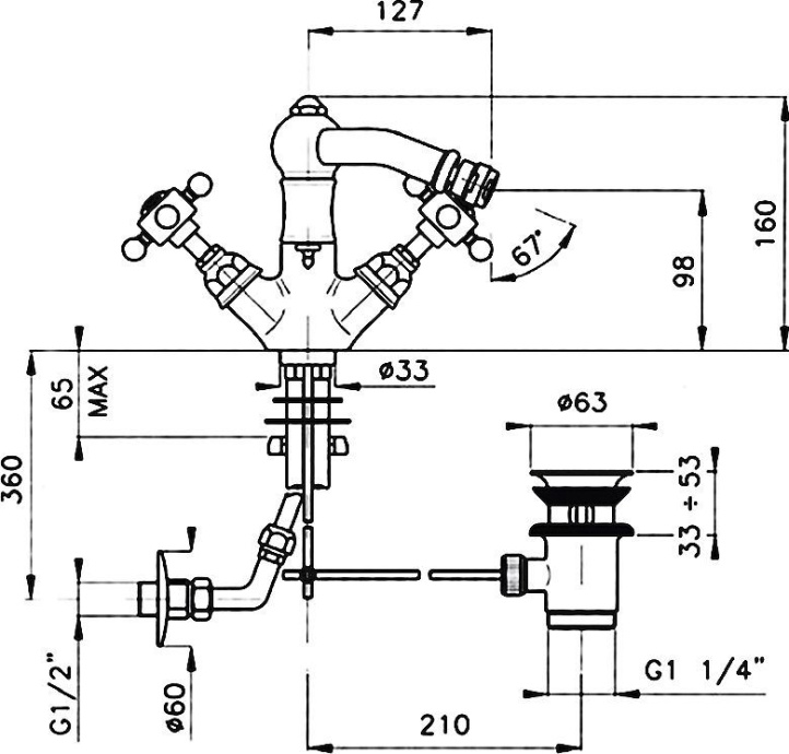 Смеситель для биде Nicolazzi Dames Anglaises хром  1434CR18 - 3