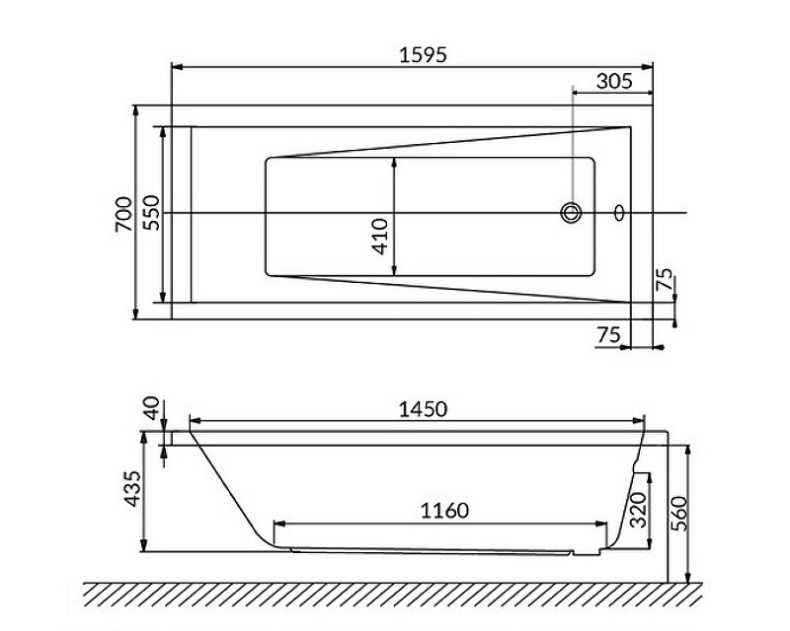 Ванна акриловая WHITECROSS Wave 160x70 белый 0101.160070.100 - 3