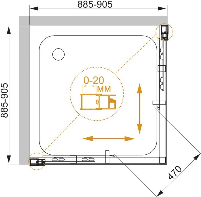 Душевой уголок Cezares Momento A 2 90 C Cr MOMENTO-A-2-90-C-Cr - 5
