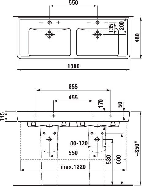 Раковина Laufen Pro A 8.1496.7.000.104.1 двойная - 4