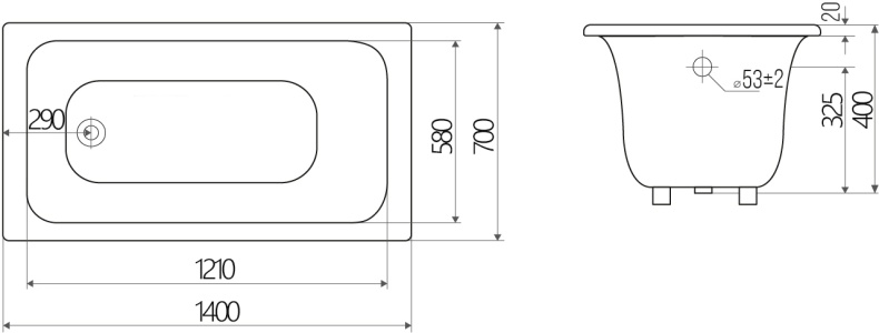 Чугунная ванна Goldman Classic 140x70 CL14070 - 3