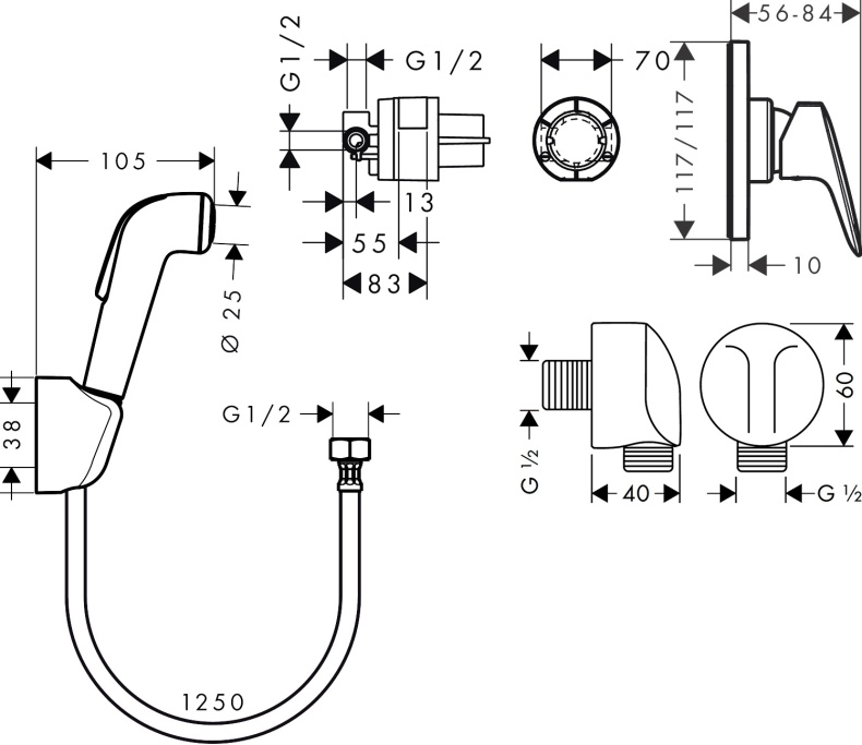 Гигиенический душ Hansgrohe Logis SET со смесителем - 5