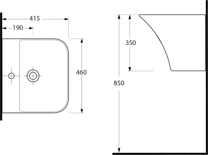Раковина-моноблок подвесная beWash Ladoga 46 белый 54461101 - 2