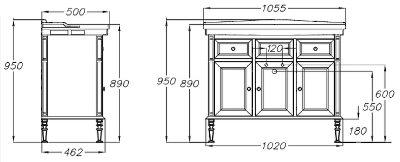 Тумба под раковину Opadiris Кантара 105 белая 00-00003680 - 2