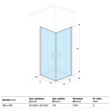 Душевой уголок Excellent Mazo 90х90 хром стекло прозрачное KAEX.3022.1010.9090.LP - 2