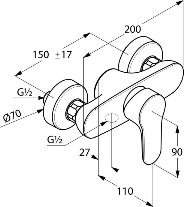 Смеситель для душа Kludi Objekta хром  327640575 - 1