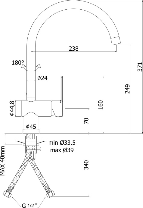 Смеситель Paffoni Ringo RIN180BO для кухонной мойки - 2