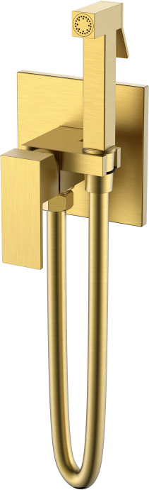 Гигиенический душ со смесителем Boheme Qubic золото матовый 477-MG - 0