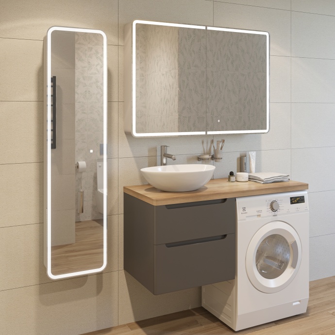 Тумба с раковиной STWORKI Берген 60 серая со светлой столешницей 122, Moduo 55 Leaf, R 549664 - 2