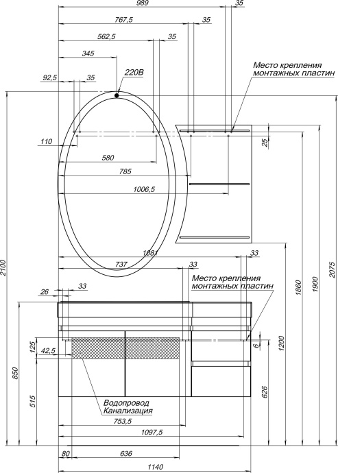 Тумба с раковиной Aquanet Опера 2-115 белая L - 8