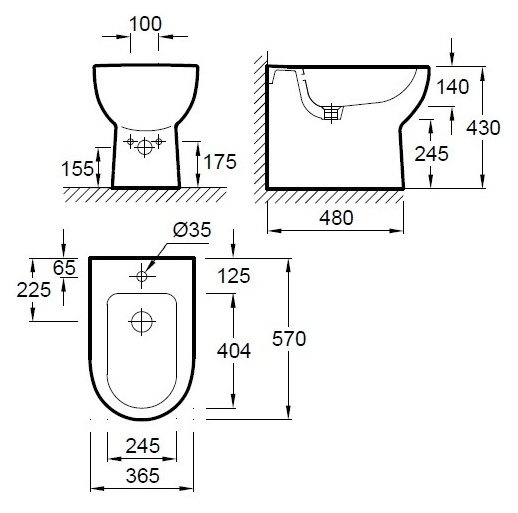 Биде напольное Jacob Delafon Odeon Up  E4738-00 - 3