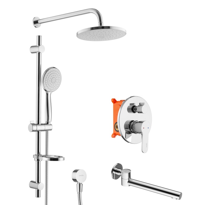 Swedbe Platta Душевой комплект со встроен.смесит. (с монтаж.боксом), верх.душем и пов.изливом 5541 - 4