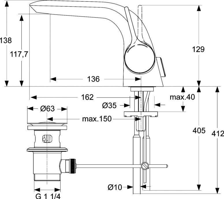 Смеситель для раковины Ideal Standard Melange хром  A4260AA - 5