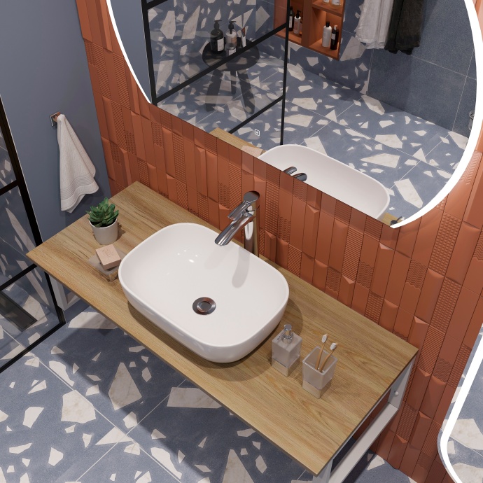 Столешница с раковиной DIWO Элиста 120 светлое дерево, с раковиной Moduo 50 Square 555763 - 3