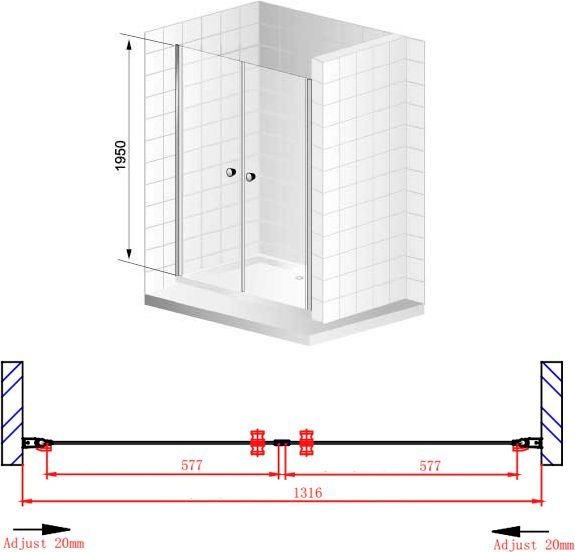 Душевая дверь Cezares Elena 140 хром стекло рифленое ELENA-W-B-2-140-P-Cr - 6